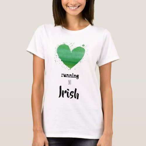 *~*  Runner Watercolor Runner Fitness Irish Heart T-Shirt