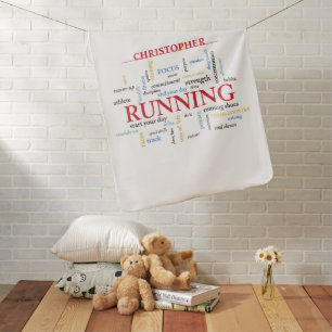 Runner with Words Personalized Baby Blanket