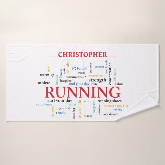 Runner with Words Personalized Bath Towel (Bath Towel)