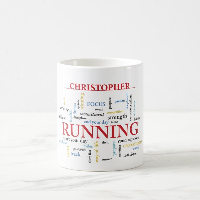 Runner with Words Personalized Coffee Mug (Center)