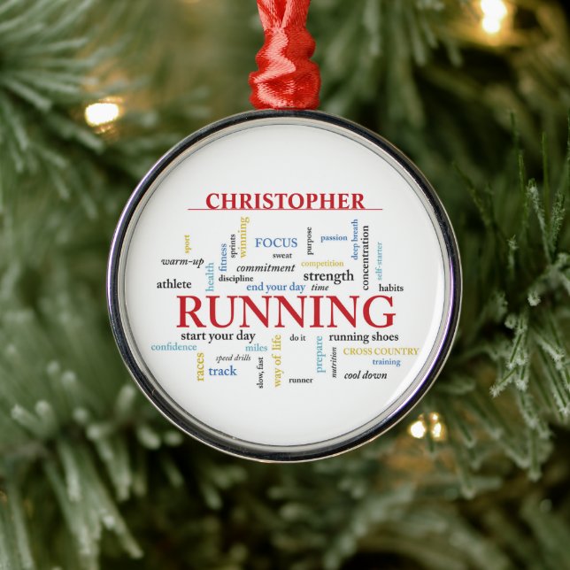 Runner with Words Personalized Metal Ornament (Tree)
