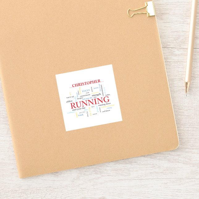 Runner with Words Personalized Sticker (Notebook)