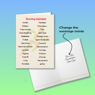 Runner's alphabet sports themed card