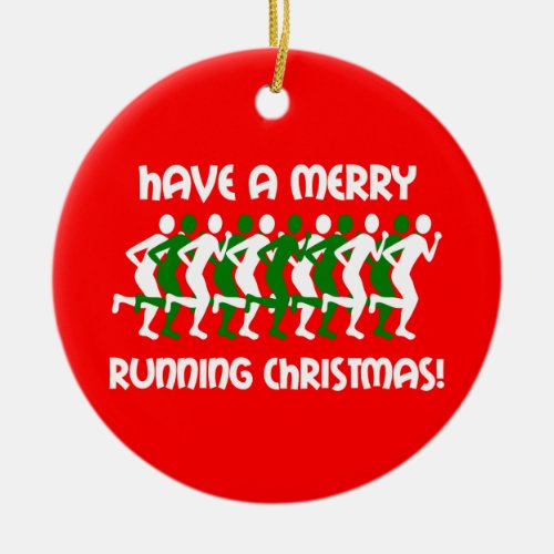 runners Christmas Ceramic Ornament