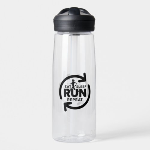 Runners Eat Sleep Run Repeat Black text Water Bottle