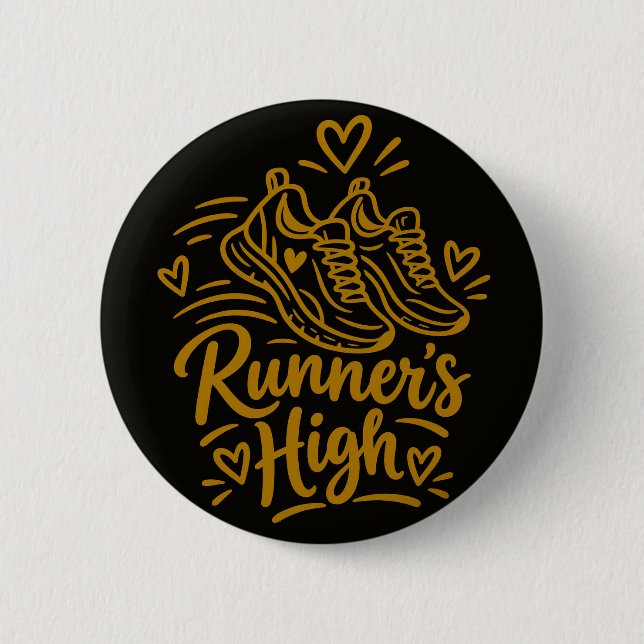 Runner's High Cute Running Lover Gift Button (Front)