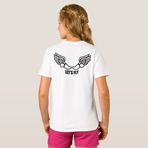 Runners Lets Fly Winged Running Shoe Track Runner T_Shirt