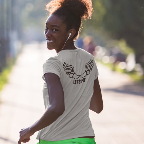 Runners Lets Fly Winged Running Shoe Track Womens T_Shirt