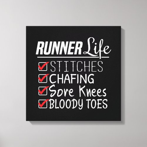Runners Life Funny Marathon Running Checklist Canvas Print