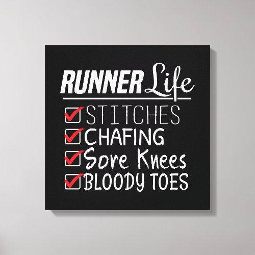 Runners Life Funny Marathon Running Checklist Canvas Print