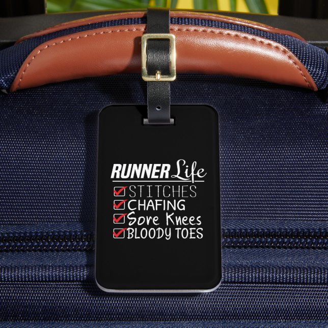 Runner's Life Funny Marathon Running Checklist Luggage Tag (Front Insitu 2)