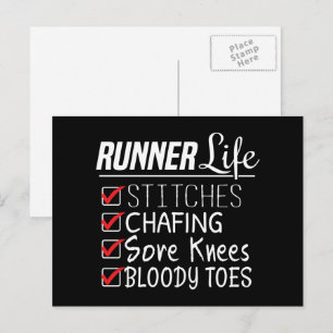 Runner's Life Funny Marathon Running Checklist Postcard