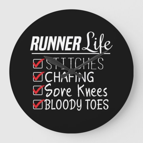Runners Life Funny Running Checklist Large Clock