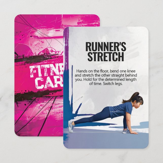 Runner's Stretch Fitness Card with Pink Backing (Front/Back)