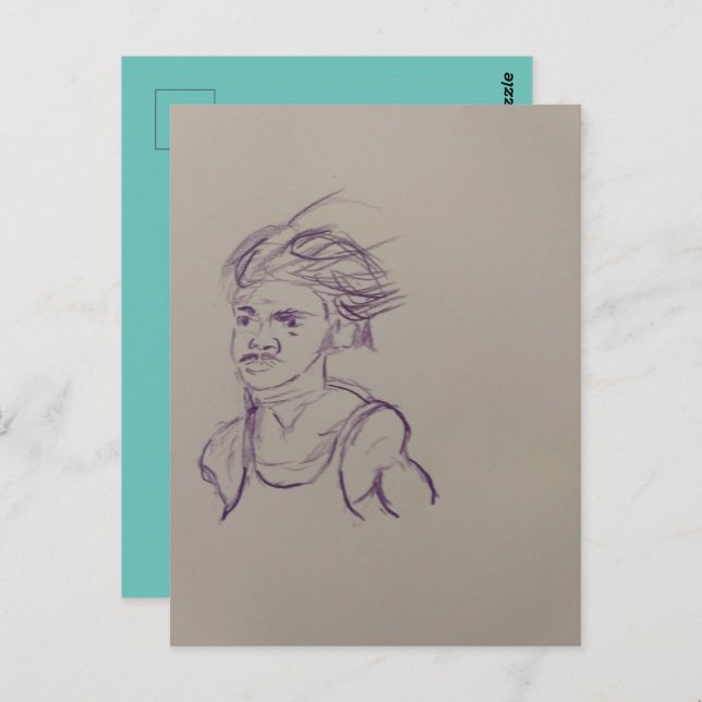 Runners Upper Body Pencil Sketch Postcard (Front/Back)