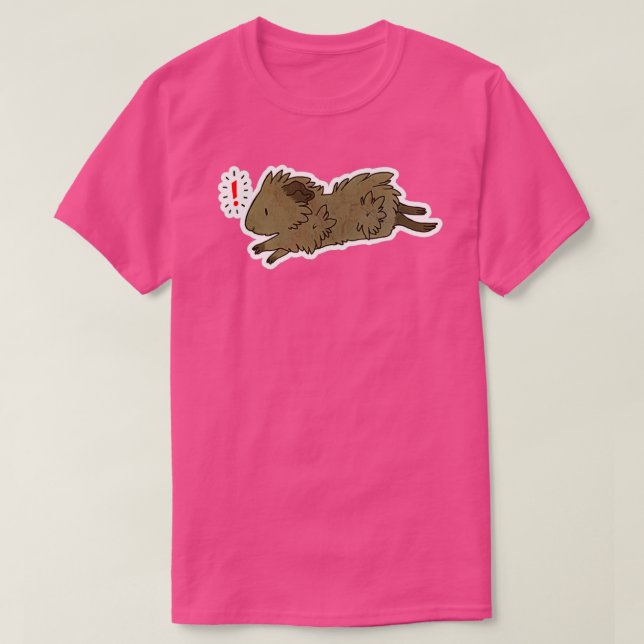Running Abyssinian Guinea Pig Sticker T-Shirt (Design Front)