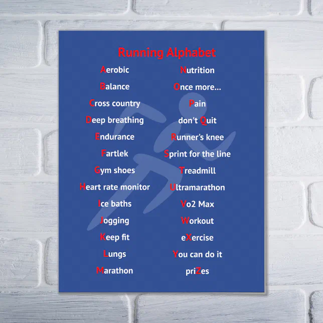 Running alphabet blue motivational poster | Zazzle