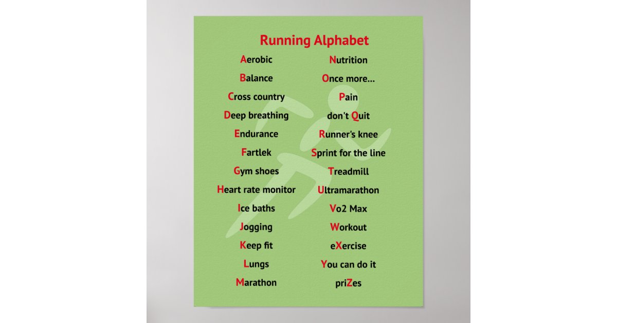 Running alphabet fun inspirational poster | Zazzle