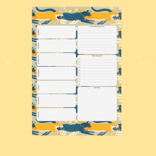 Running Art Nouveau cats Magnetic Dry Erase Sheet