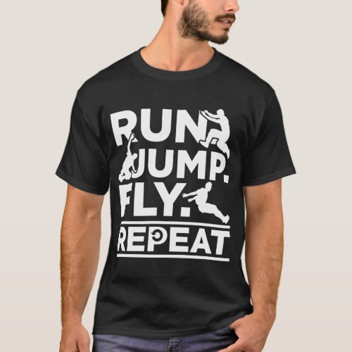Running Athlete jumping Freerunner Run Jump Fly T_Shirt