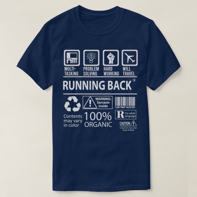 Running Back MultiTasking Certified Job Gift Item T-Shirt (Design Front)