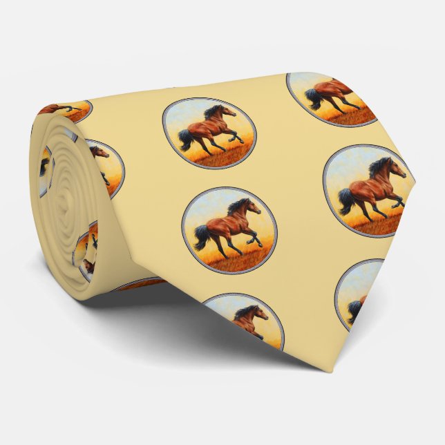 Running Bay Horse Neck Tie (Rolled)
