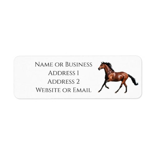 Running bay horse return address label