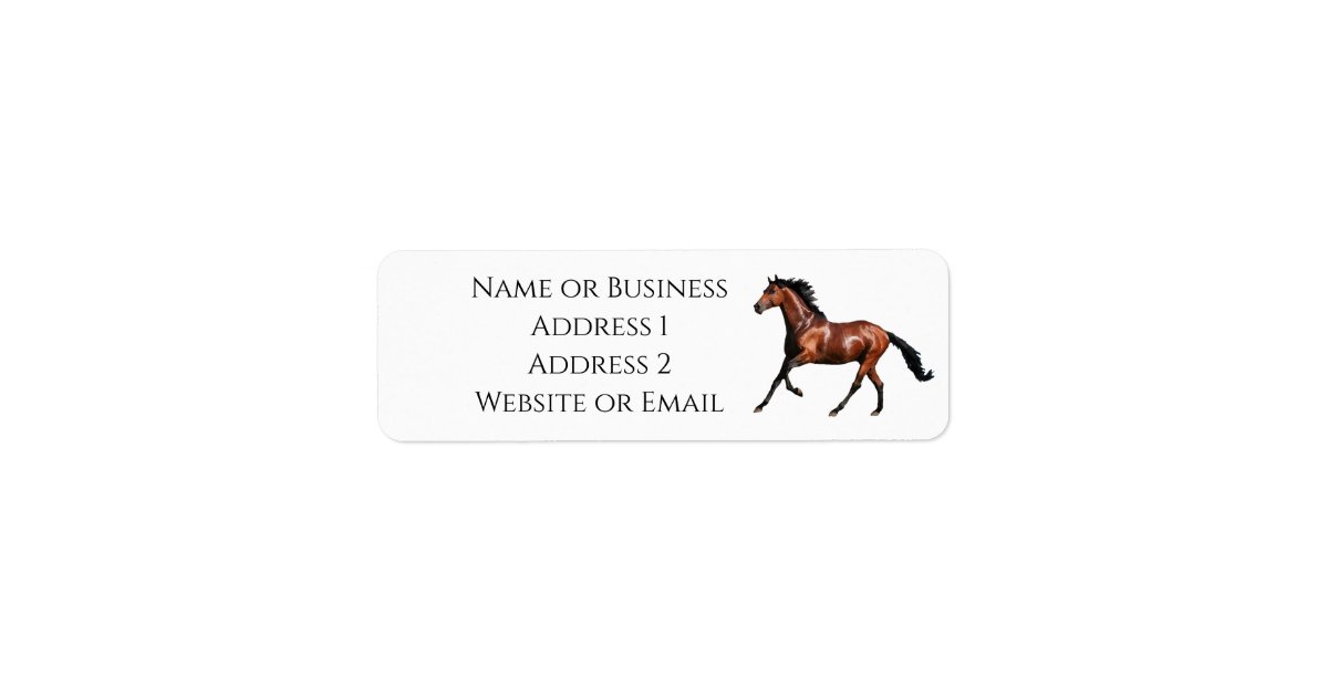 Running bay horse return address label Zazzle