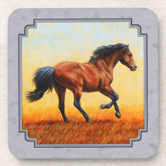 Running Bay Horse Slate Gray Beverage Coaster
