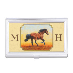 Running Bay Horse Yellow Business Card Case