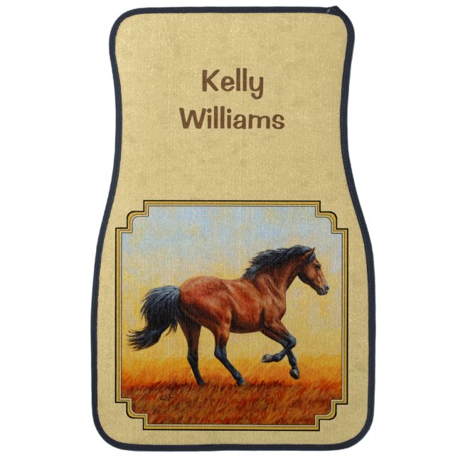 Running Bay Horse Yellow Car Floor Mat (Front)