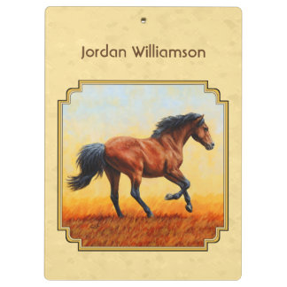 Running Bay Horse Yellow Clipboard