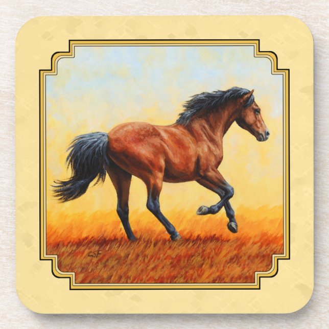 Running Bay Horse Yellow Coaster (Front)