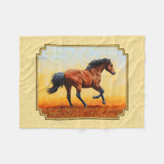 Running Bay Horse Yellow Fleece Blanket