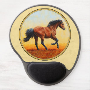 Running Bay Horse Yellow Gel Mouse Pad