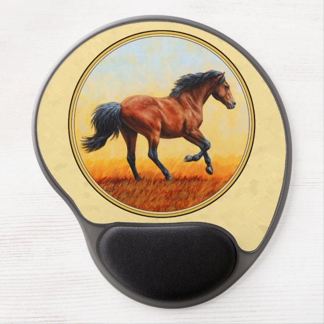 Running Bay Horse Yellow Gel Mouse Pad (Front)