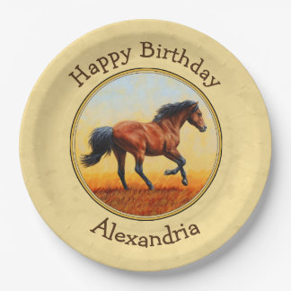 Running Bay Horse Yellow Paper Plates