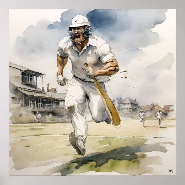 Running Between Wickets - Archival Cricket Print (Front)