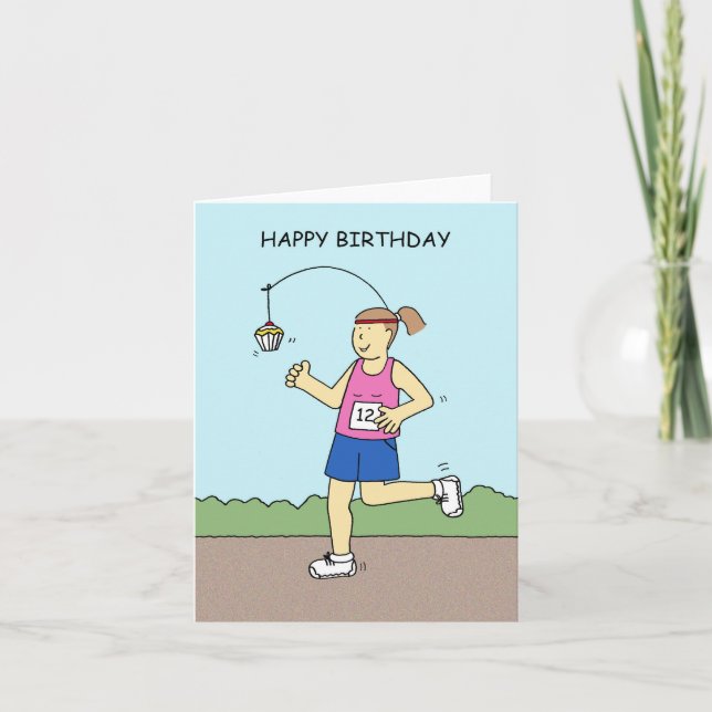 Running Birthday Humor for Her Card (Front)