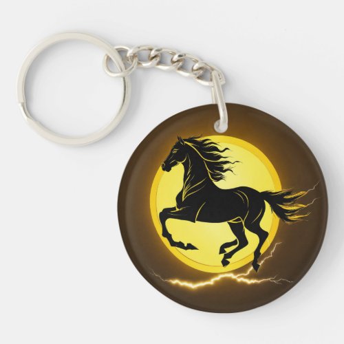 Running Black Horse Design Acrylic Keychain
