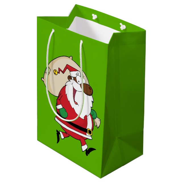 Running Black Santa Gift Bag (Back Angled)