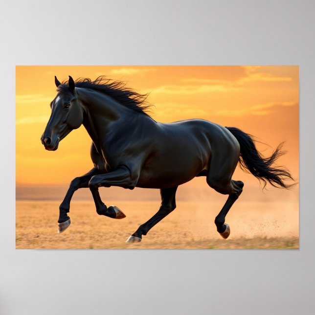 Running Black Stallion Poster (Front)