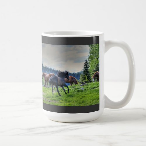 Running Black Thoroughbred Percheron Horse Photo 3 Coffee Mug