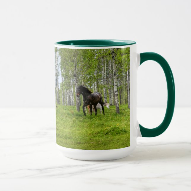 Running Black Thoroughbred Percheron Horse Photo 4 Mug (Right)
