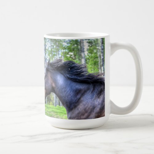 Running Black Thoroughbred Percheron Horse Photo Coffee Mug