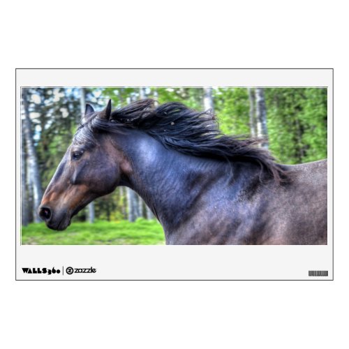 Running Black Thoroughbred Percheron Horse Photo Wall Sticker