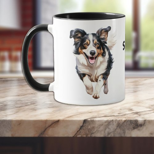 Running Border Collie Dog Seize the Day Mug