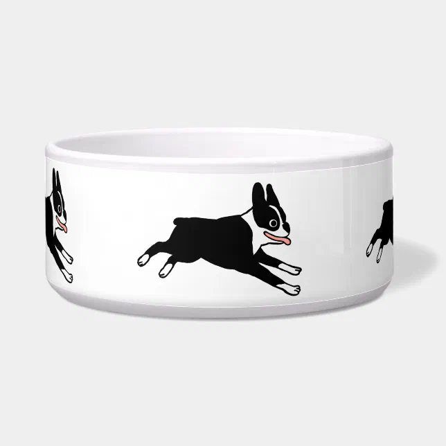 Running Boston Terriers Dog Bowl Zazzle