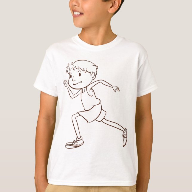 Running Boy Stick Figure Tee Shirt (Front)