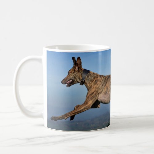 Running Brindled Sighthound Lurcher Greyhound Dog Coffee Mug